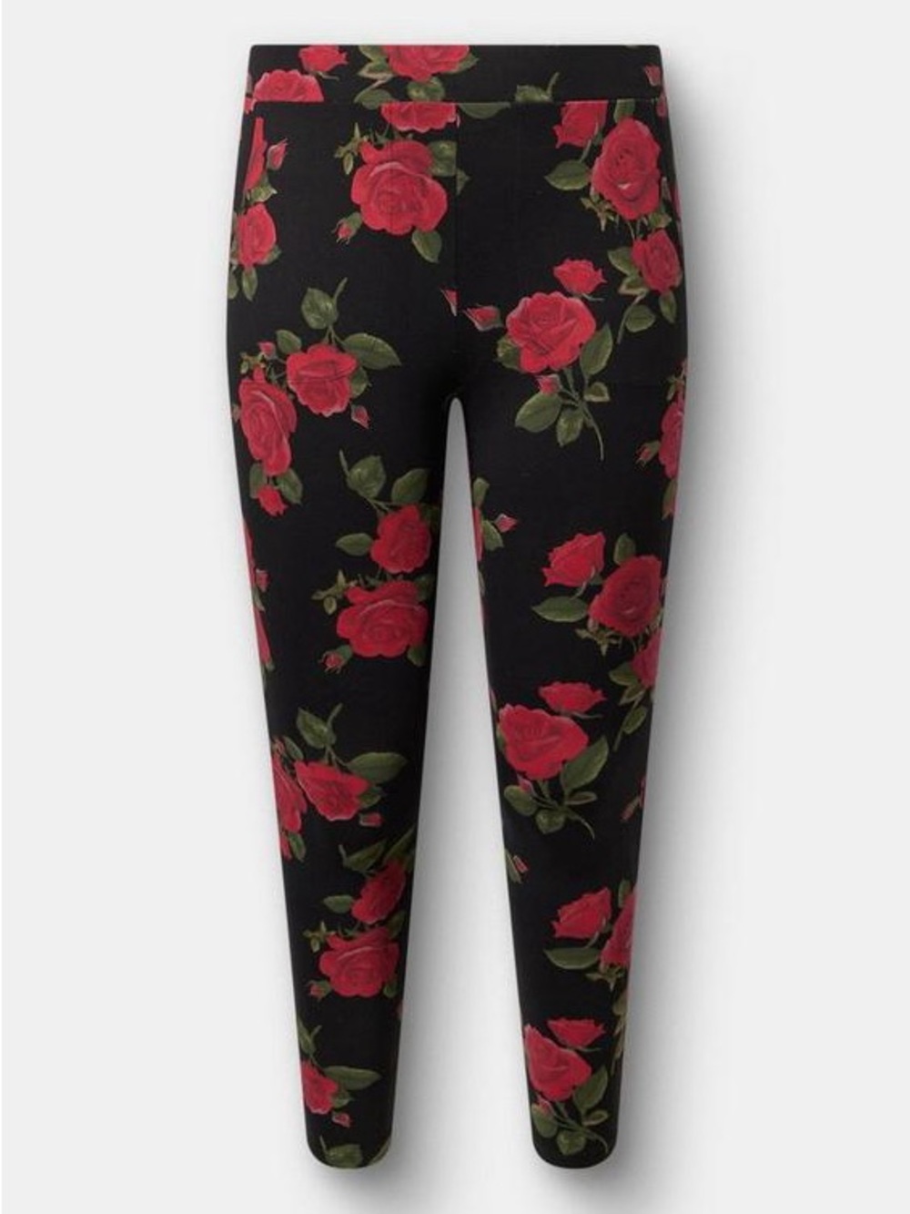 Torrid 1X Full length pocket leggings black with roses NWOT
